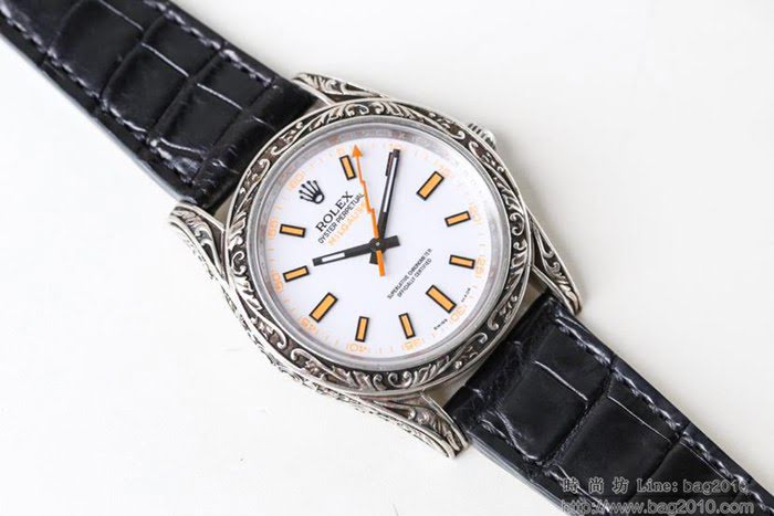 ROLEX勞力士 新品上市 N9最新力作 雕刻手工 純銀殼套 瑞士ETA2824自動上旋機芯 超強防水 鱷魚皮錶帶 高檔男士腕表  wssb4776